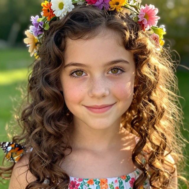 Young girl with flower crown portrait photo